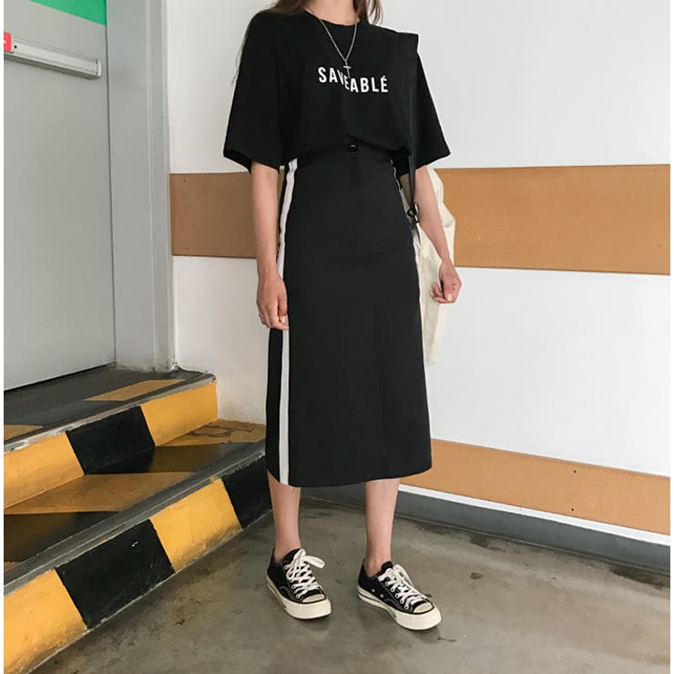 MICHYEORAサイドラインスポーティスカート 韓国 韓国