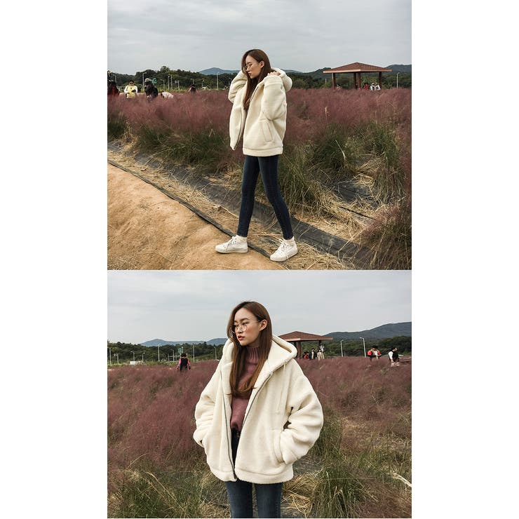 MICHYEORAもこもこフードパーカー 韓国 韓国ファッション[品番