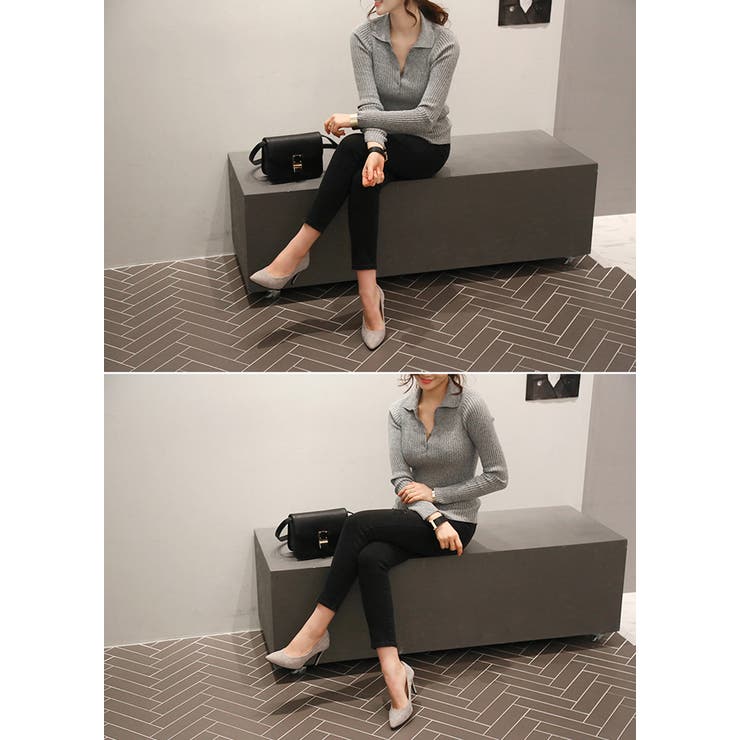 NANING9ブラックスキニージーンズデニム パンツ スキニーデニム