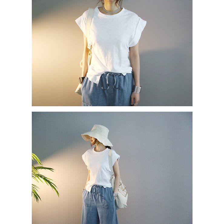 NANING9ロールアップフレンチスリーブTシャツ 韓国 韓国ファッション | 3rd Spring | 詳細画像2 