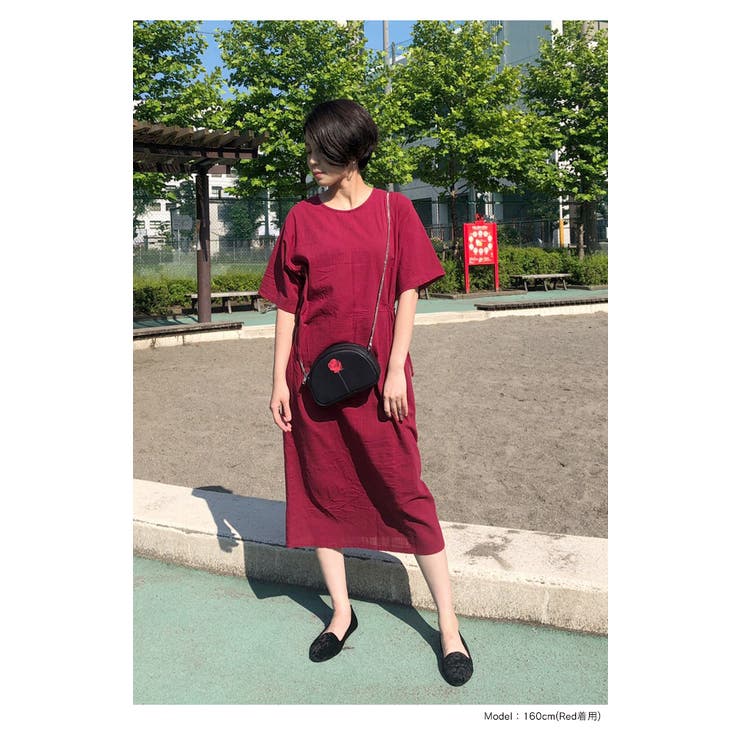 3rd(サード)リネン混紡ウエスト片しぼりワンピース[品番