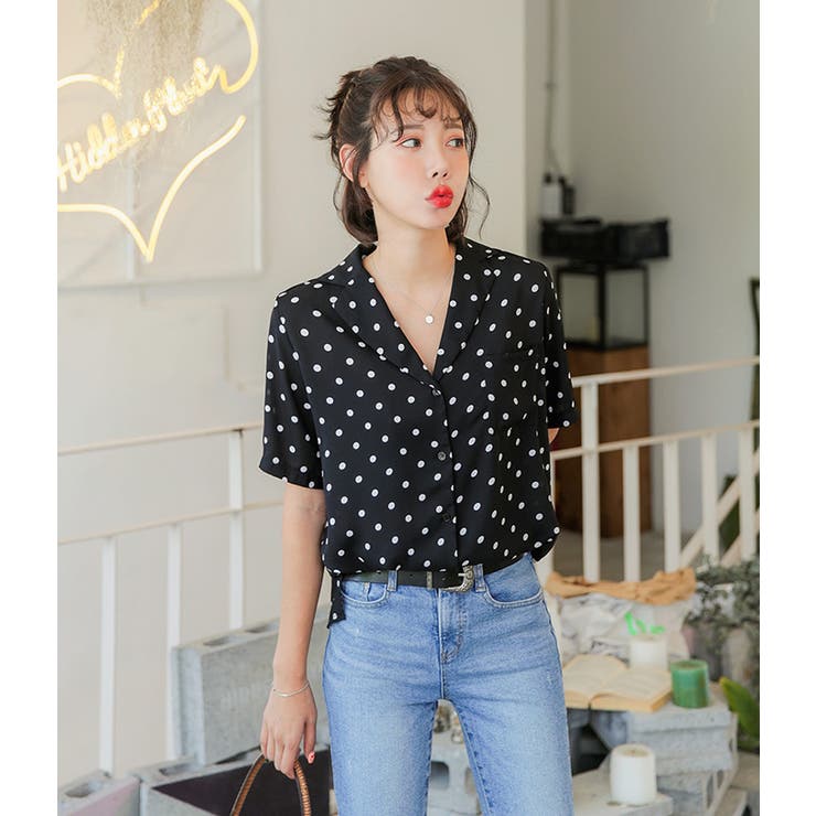 09womenドットシフォンブラウス韓国韓国ファッション ブラウスシャツ 半袖 品番 Nwiw 3rd Spring サードスプリング のレディースファッション通販 Shoplist ショップリスト