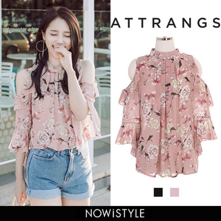 新品タグ付 JUSGLITTY 花柄ブラウス ピンク 大人可愛い ボウタイ 花柄 ブラウス シルク100% レディース トプス