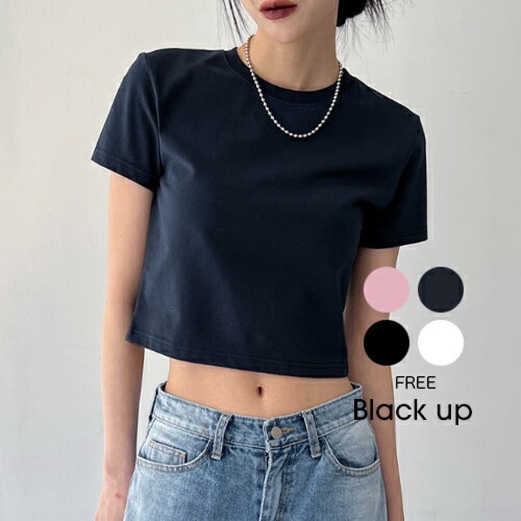BLACK UP(ブラックアップ)ペペラウンドクロップTシャツ[品番