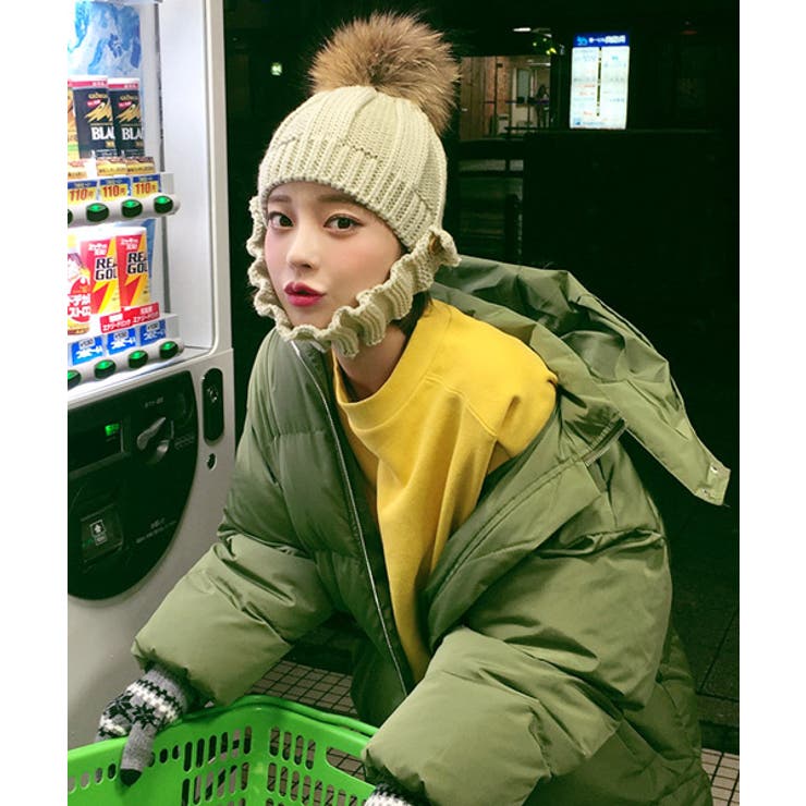 【オーダー受付】トルビョンニット帽 帽子のみ799円　ヘッドホン付き1100円 CHUU(チュー)初雪のようにニット帽 韓国 韓国ファッション[品番