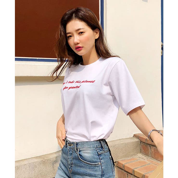 CHUUいつか幸せにTシャツ 韓国韓国ファッション Tシャツ[品番