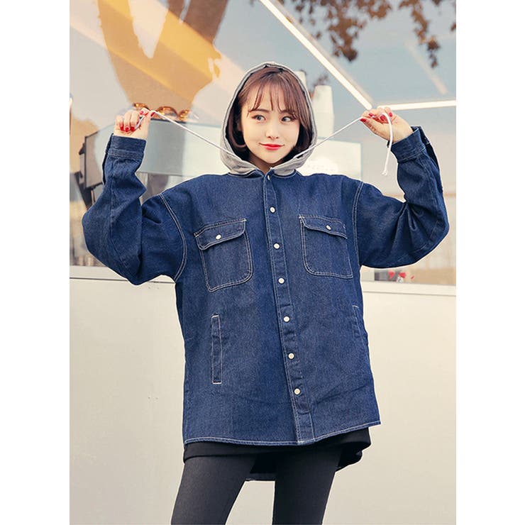 HOTPING(ホッピング)フードデニムジャケット韓国 韓国ファッション