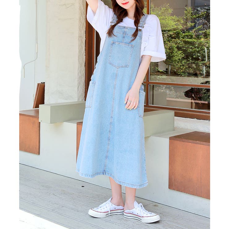 HOTPINGビックポケットサロペットワンピース ワンピース ロング  