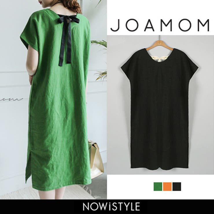 joamomバックリボンリネンワンピース 韓国 韓国ファッション