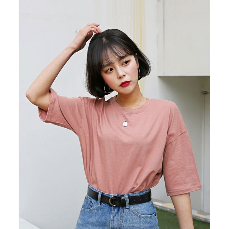 MERONGSHOP無地スリットボックスTシャツ韓国 韓国ファッション