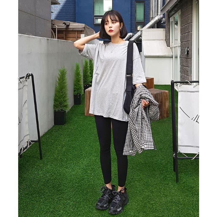 MERONGSHOP無地スリットボックスTシャツ韓国 韓国ファッション