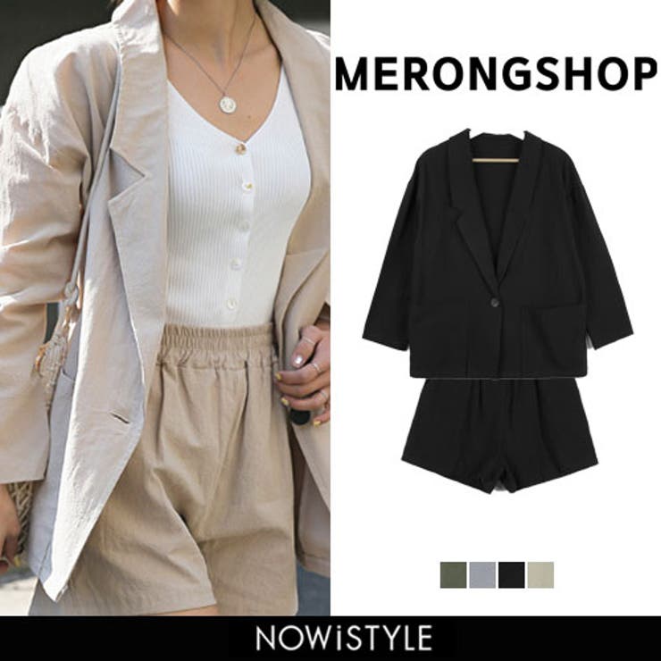 MERONGSHOPソフトリネンセットアップ韓国 韓国ファッション アウター