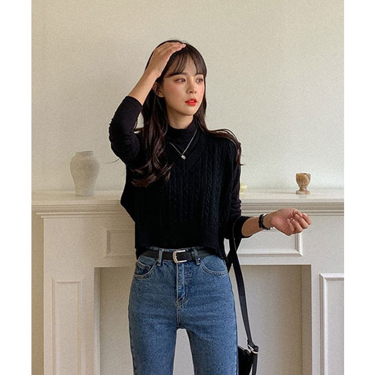 MERONGSHOPショート丈ニットベスト韓国 韓国ファッション