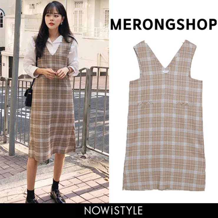 Merongshop春チェックvネックワンピース 韓国 韓国ファッション 品番 Nwiw 3rd Spring サードスプリング のレディースファッション通販 Shoplist ショップリスト