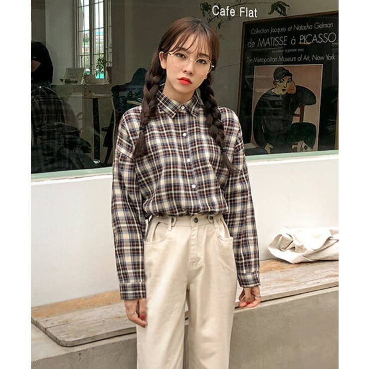 MICHYEORAシンプルチェックシャツ 韓国 韓国ファッション[品番