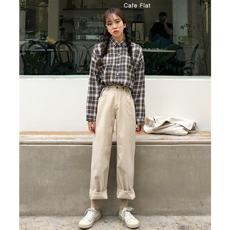 MICHYEORAシンプルチェックシャツ 韓国 韓国ファッション[品番