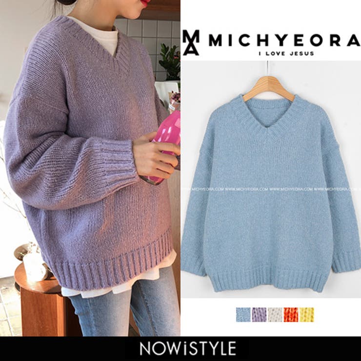 MICHYEORAほっこりVネックニット韓国 韓国ファッション ニット
