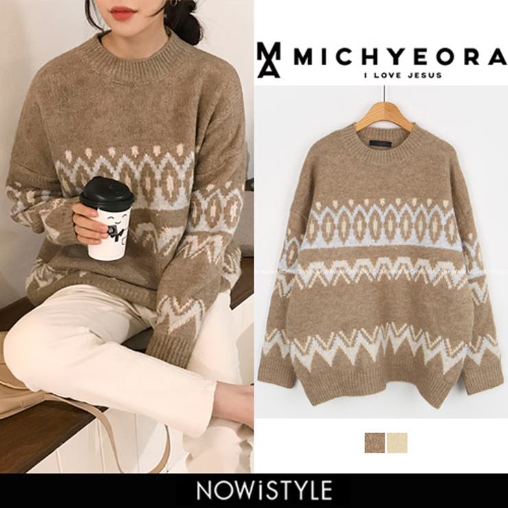 Michyeoraクルーネックパターンニット韓国韓国ファッション ニット 長袖 品番 Nwiw 3rd Spring サードスプリング のレディースファッション通販 Shoplist ショップリスト