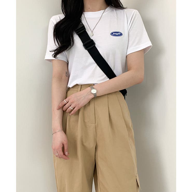 MICHYEORAワンポイントちびTシャツ韓国 韓国ファッション T