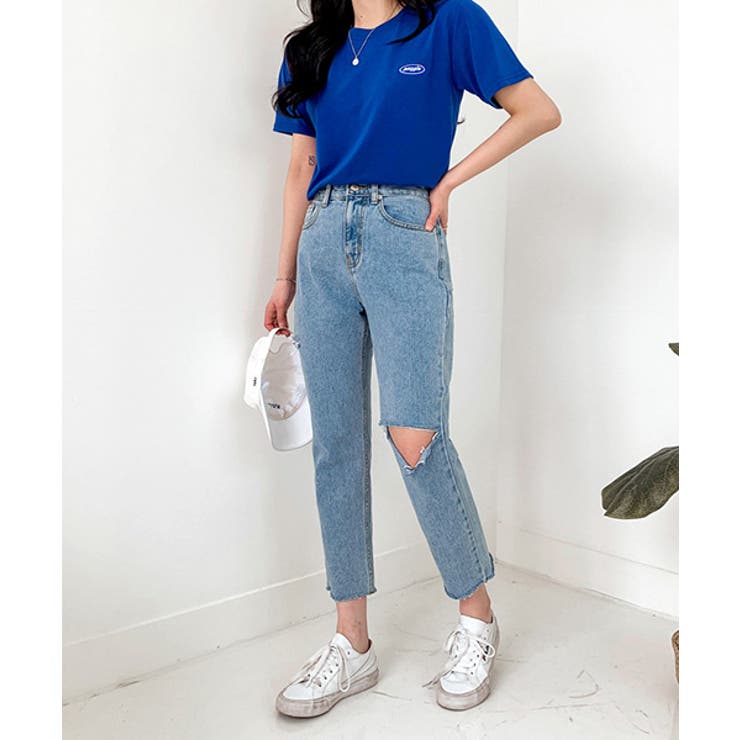 MICHYEORAワンポイントちびTシャツ韓国 韓国ファッション T