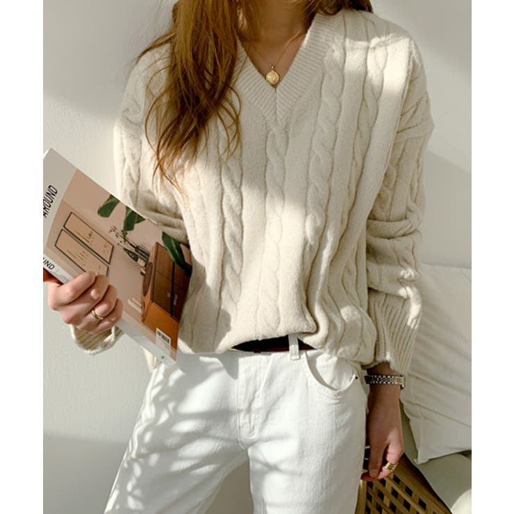 Naning9ケーブル編みvネックニット韓国 韓国ファッション ケーブル編み 品番 Nwiw 3rd Spring サードスプリング のレディースファッション通販 Shoplist ショップリスト