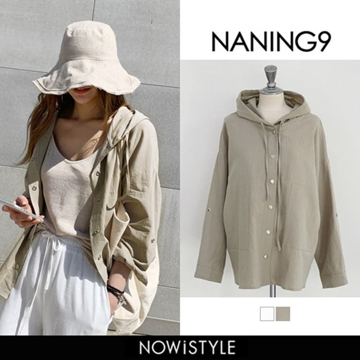 NANING9フード付きリネンジャケット韓国 韓国ファッション