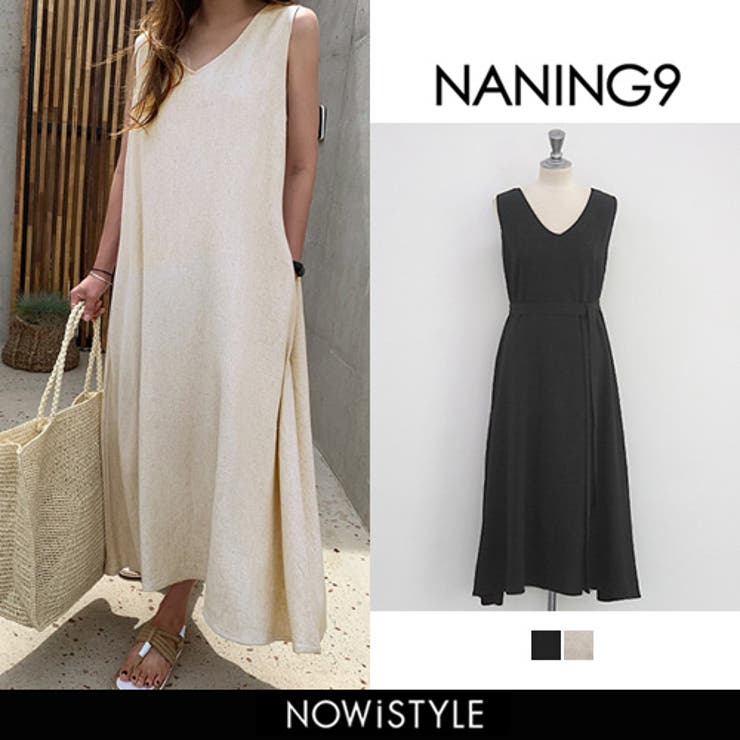 naning9リネン混紡2wayワンピース韓国 韓国ファッション リネンワンピース