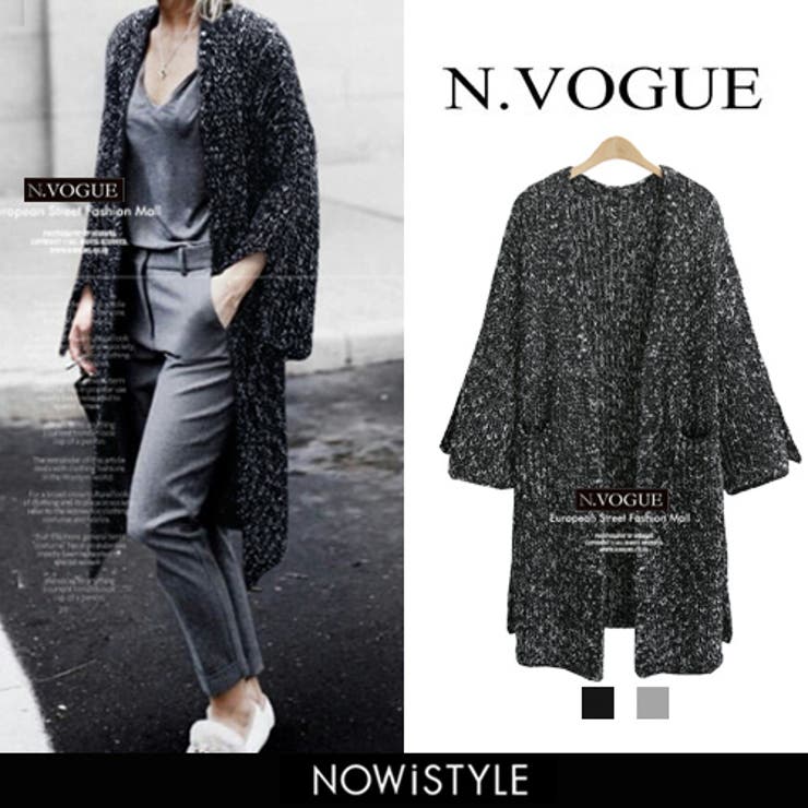 N Vogueワイド袖ニットカーディガン 韓国[品番：NWIW0002479