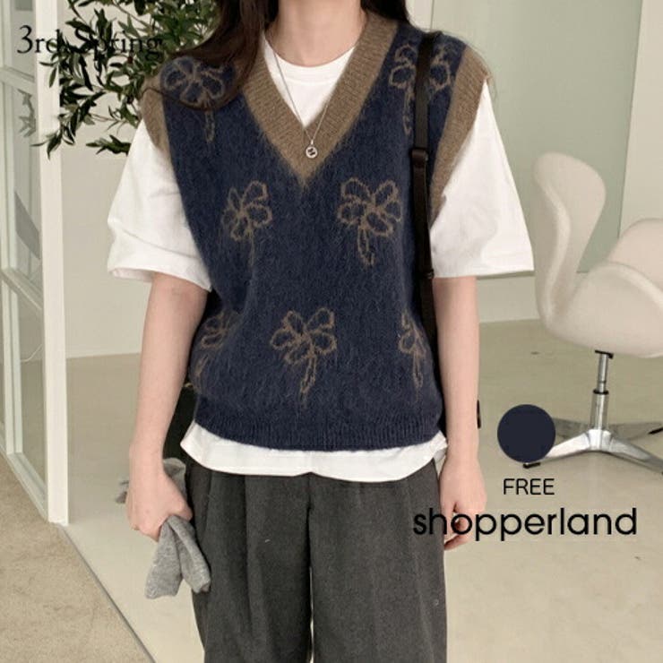 Shopperlandフラワーデザインニットベスト韓国 韓国ファッション 品番 Nwiw 3rd Spring サードスプリング のレディースファッション通販 Shoplist ショップリスト