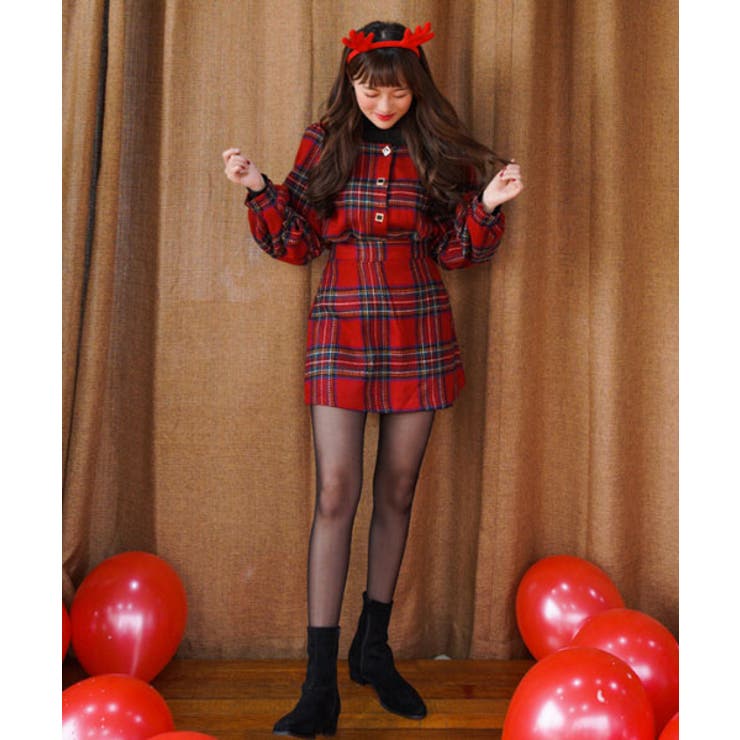 SONYUNARAPARTY RED チェックブラウス韓国[品番：NWIW0005203
