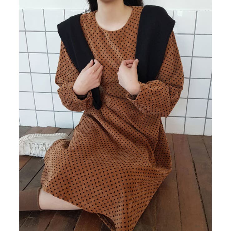 sonyunaraハートドットワンピース韓国 韓国ファッション ドット柄
