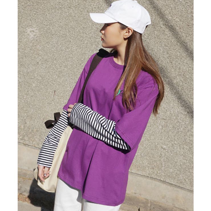 SONYUNARA重ね着ストライプTシャツ韓国 韓国ファッション ロンT