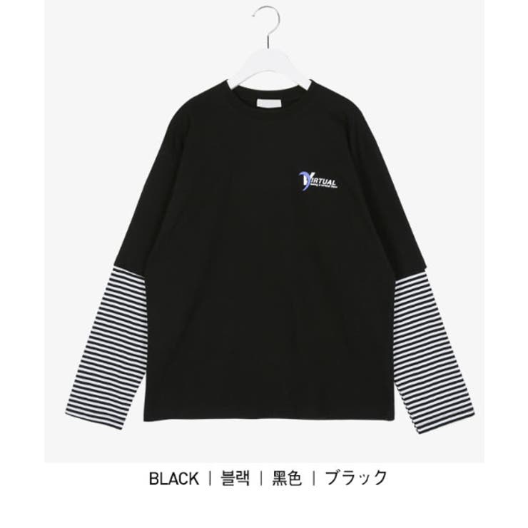 SONYUNARA重ね着ストライプTシャツ韓国 韓国ファッション ロンT