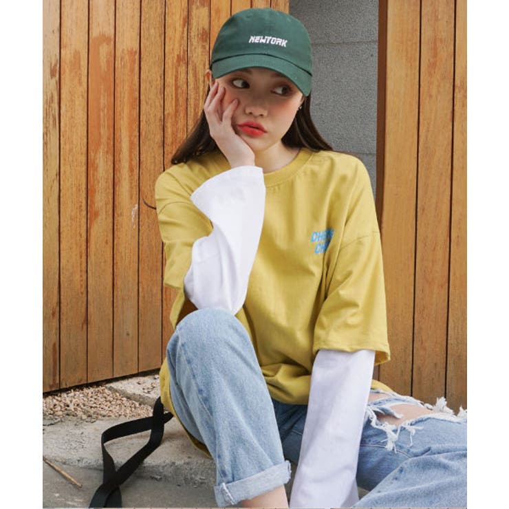 SONYUNARACHECKS重ね着Tシャツ韓国 韓国ファッション 長袖T