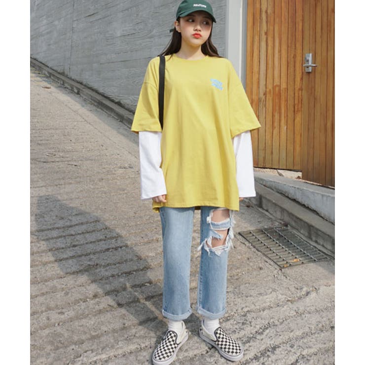 SONYUNARACHECKS重ね着Tシャツ韓国 韓国ファッション 長袖T