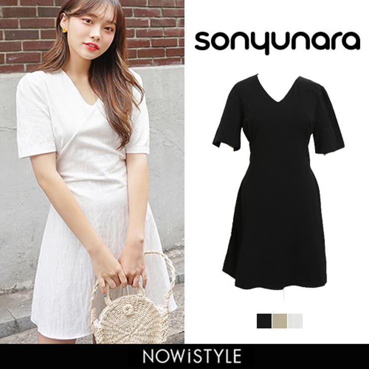 Sonyunaraバックリボンミニワンピース韓国 韓国ファッション 夏 Sonyunaraバックリボンミニワンピース韓国 韓国ファッション 夏