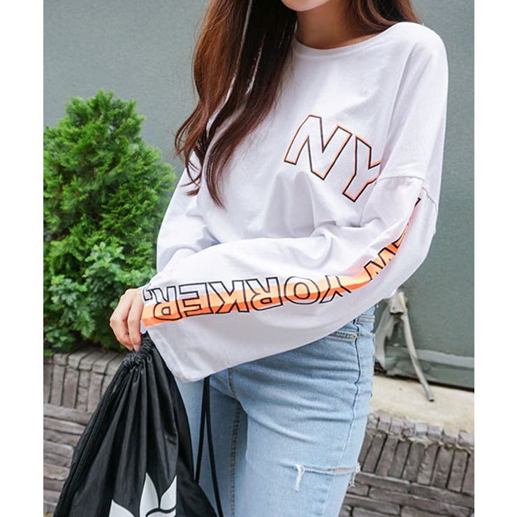 SONYUNARAニューヨーカー袖ポイント長袖Tシャツ韓国 韓国