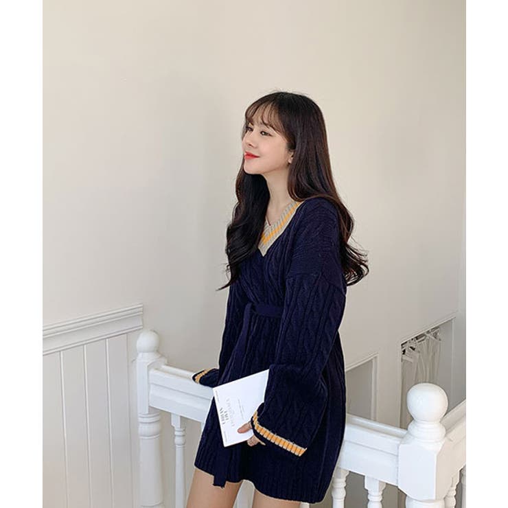 Sonyunaravネックライン配色ニットワンピース韓国 韓国ファッション 冬 品番 Nwiw 3rd Spring サードスプリング のレディースファッション通販 Shoplist ショップリスト