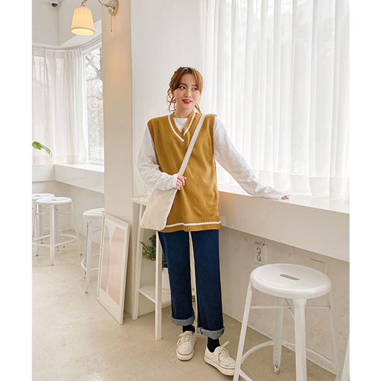 Sonyunaravネックライン配色ベスト韓国 韓国ファッション 冬 品番 Nwiw 3rd Spring サードスプリング のレディースファッション通販 Shoplist ショップリスト