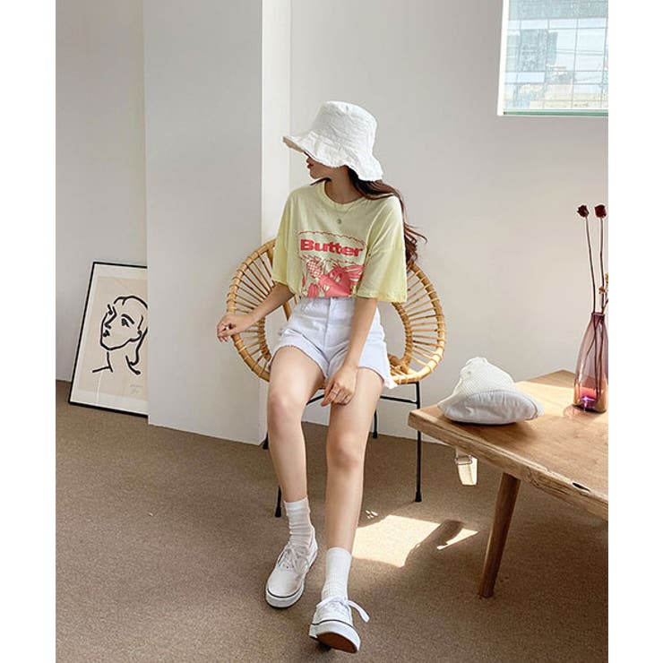 ☆韓国人気☆ダメージスタッドTシャツ/KHAKIPOINT☆ RE730 イラストタッチドルマンTシャツ メンズ ビッグシルエット