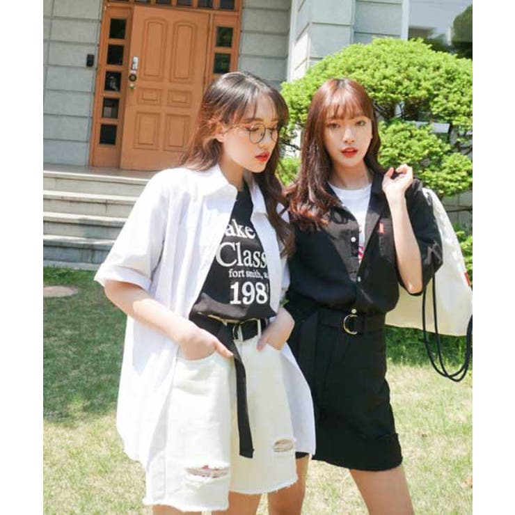 韓国ファッション●サマー半袖カラーシャツ●4色●追跡送料込 個性的総柄襟付半袖シャツ 春夏 韓国ファッション[品番