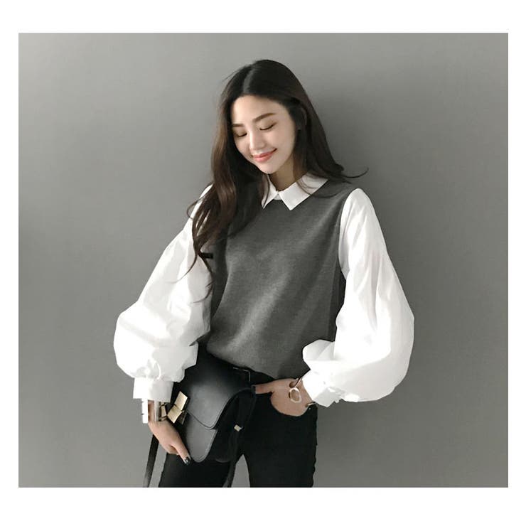 SUMGIRLレイヤード風パフスリーブブラウス 韓国 韓国ファッション[品番：NWIW0002235]｜3rd Spring（サードスプリング）の レディースファッション通販｜SHOPLIST（ショップリスト）