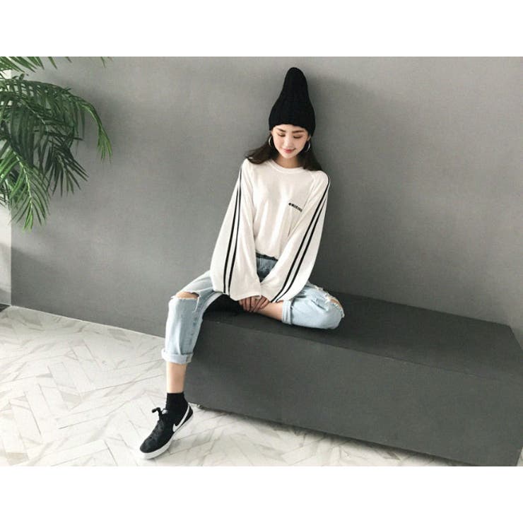 【韓国アイドルも愛用☆人気商品】Courreges ワンスリーブトップ SUMGIRLサイドライントップス 韓国 韓国ファッション[品番