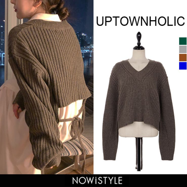 UPTOWNHOLICバックリボンニット韓国韓国ファッション ニット V