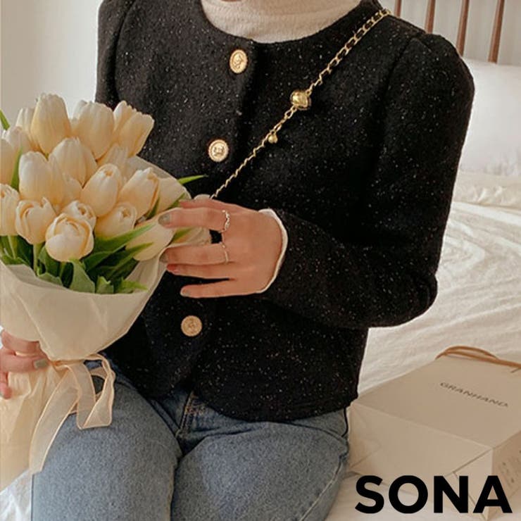 SONYUNARA(ソニョナラ)ゴールドボタンツイードジャケット 韓国[品番