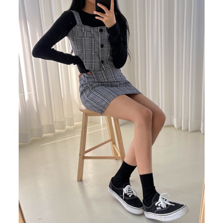 SONYUNARAチェッククロップビスチェ+ミニスカート[品番：NWIW0009888