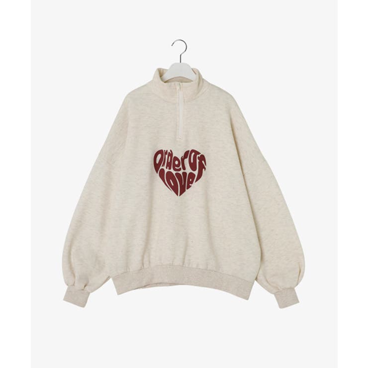 SONYUNARAハートレタリングハーフジップアップ起毛トレーナー 韓国