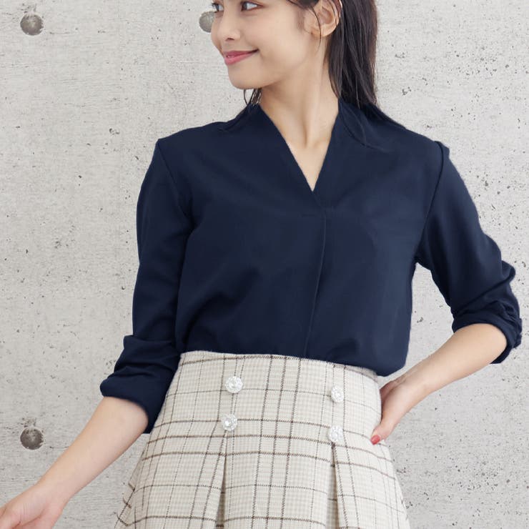 シャツブラウス オフィスカジュアル 胸元タック | SLENDER | 詳細画像15 