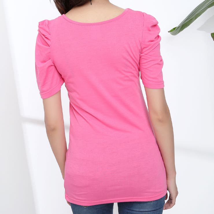 肌さわりよいパフ袖カットソー 半袖Tシャツ トップス | SLENDER | 詳細画像8 