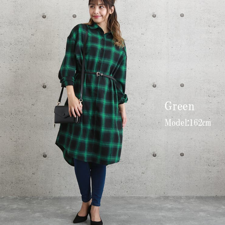 美品 45R ガーゼ生地 ヒッコリー ピンタック ロング丈 シャツワンピース earth_eco_loco ワンピース 長袖 aライン レディース シャツワンピース